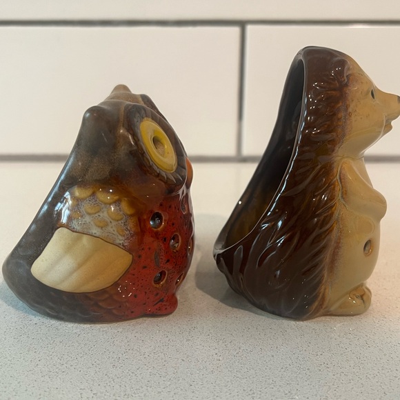 Vintage Ceramic Owl & Hedgehog Tealight Holders | Woodland Decor - Picture 5 of 5